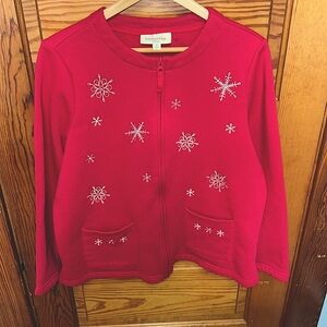 Breckenridge Zip up cardigan with embroidered snowflakes size 1X